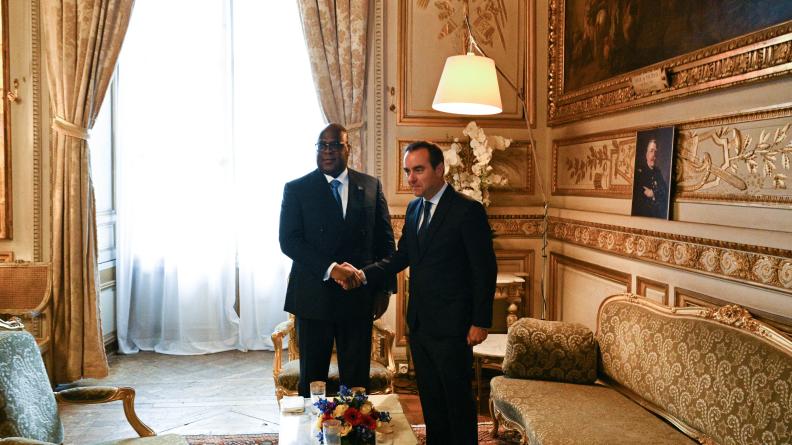 Le Président Félix Tshisekedi et le ministre des Armées, M. Sébastien Lecornu