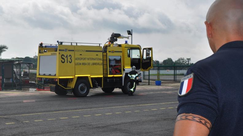 Exercice incendie franco-gabonais sur la base aérienne « commandant Guy Pidoux » de Libreville