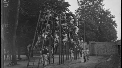 Joinville-le-Pont (near Paris). The Joinville Military Gymnastics School - Climbing the ladders. 