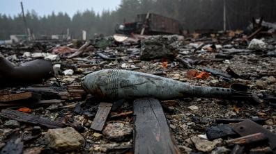 Dépôt de munitions russe détruit près d’Izyum, région de Kharkiv, 13 décembre 2022