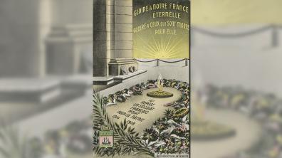 Carte postale patriotique de la Flamme du souvenir et la tombe du Soldat inconnu, vers 1930